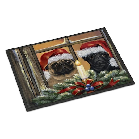 Carolines Treasures 18 x 27 in. Pug Christmas Anticipation Indoor or Outdoor Mat PPP3268MAT